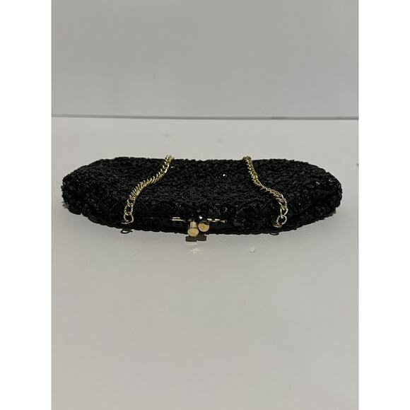 Vintage Shaggee of California Black Beaded Chain Evening Clutch Cocktail Formal - Picture 3 of 9